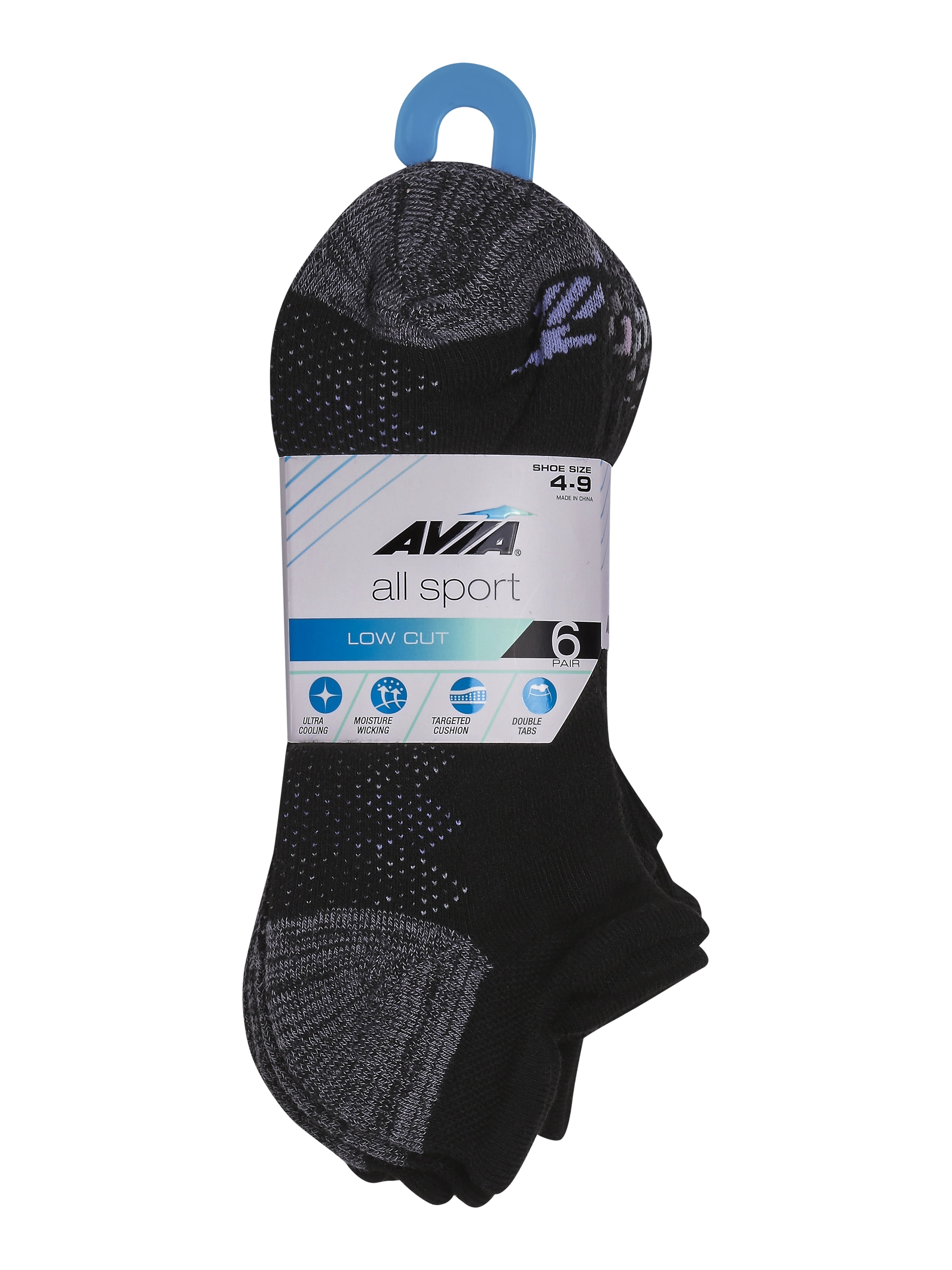 Avia Women's All Sport Cushion Low Cut Socks with Tabs, 6-Pack