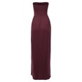 thumbnail image 3 of A2Y Women's Solid Viscose Tube Top Double Layer Side Pockets Maxi Dress Dark Burgundy L, 3 of 5