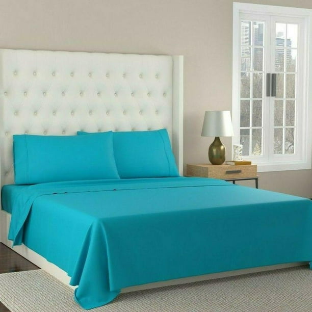 Kathy Ireland 300 Thread Count Organic Cotton Percale Sheet Set Aqua