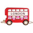 thumbnail image 1 of Pink Bolso bandolera pequeño de piel sintética para mujer, bonito bolso tipo mensajero con forma de autobús, bordado con letras de Londres, corazón, 1 of 5