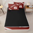 thumbnail image 4 of Homewish Sport Rugby Letter Monogrammed S Zipper Twin Comforter Sets with Fitted Sheet and 2 Pillowcases for Teens,Football Gamer Zipper Bedding Set for Boys Girls,4-Piece,Black Reversible, 4 of 6