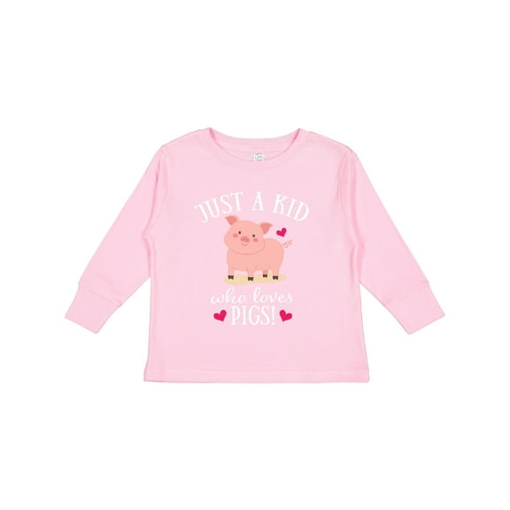 Inktastic Just a Kid Who Loves Pigs Boys or Girls Long Sleeve Toddler T-Shirt