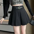 thumbnail image 3 of Elegante minivestido negro para mujer, falda de lana adelgazante de cintura alta, marrón, control de abdomen, longitud media, moda esencial, 3 of 4