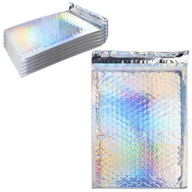 30pcs Lightweight Holographic 6x9 Self Seal Poly Bubble Mailer Silver 