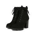 thumbnail image 5 of Women Round Toe Elastic Gore Lace-Up Chunky Lug Platform Booties 19368, 5 of 6