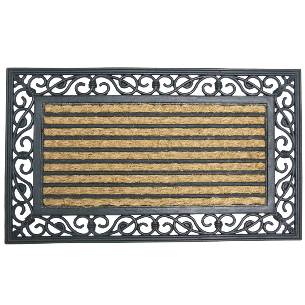 Premium Outdoor Coir Decorative Rubber Doormat 18 x 30-Inch