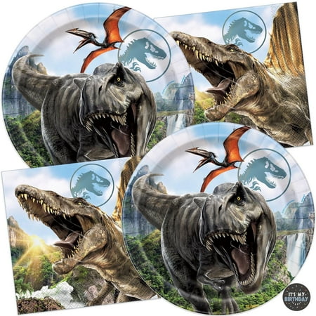 Jurassic World Party Supplies - Plates and Napkins for 16 Guests