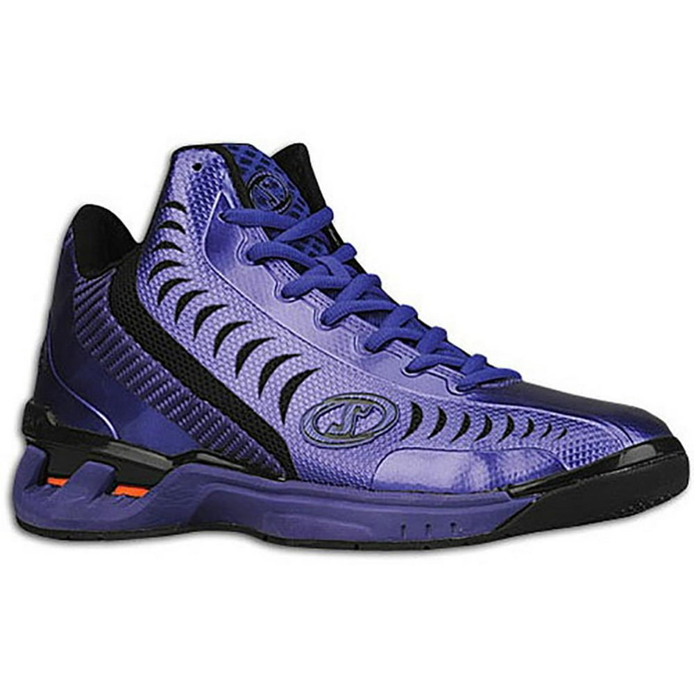 black and purple tennis shoes