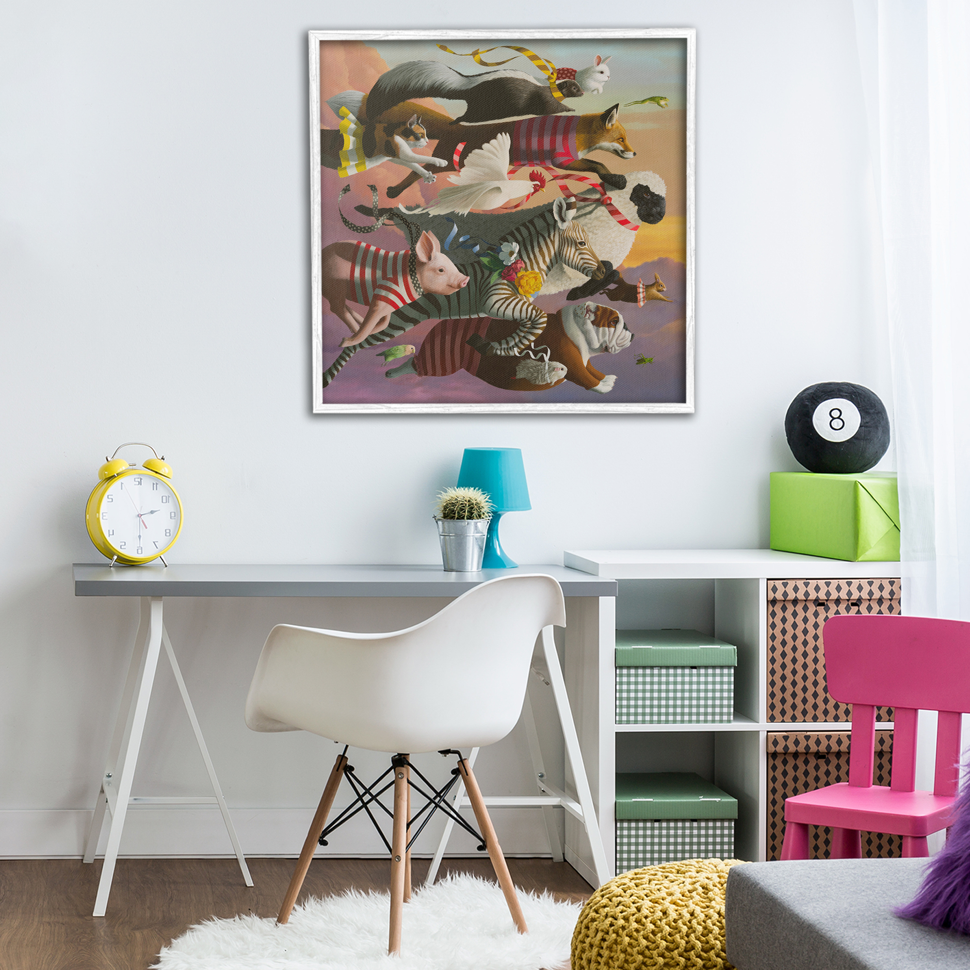 Thick As Thieves Animals White Framed Giclee Art, design by Heather Gauthier