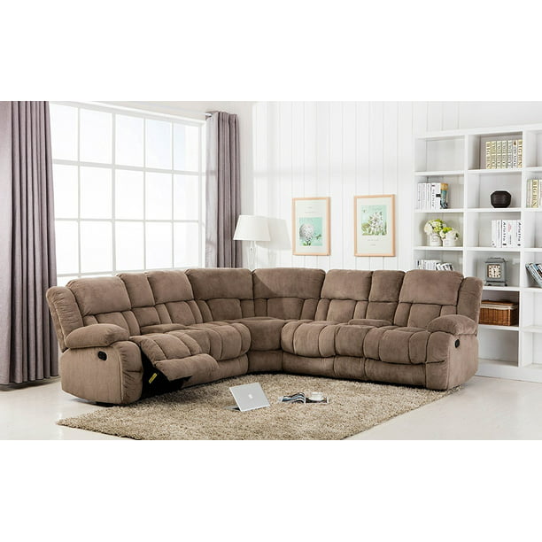 Classic Large Linen Fabric L Shape, L Shaped Sectional Sofa With Recliner