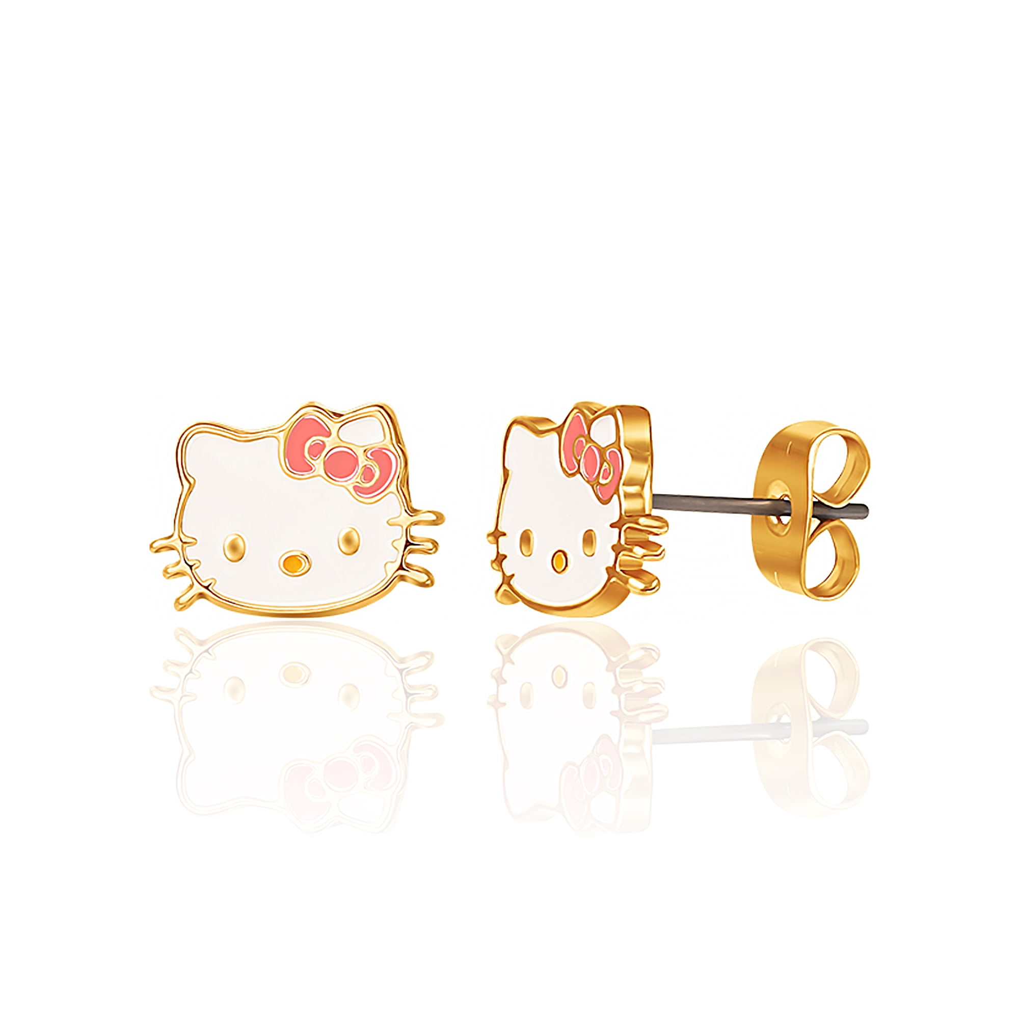 Sanrio Hello Kitty Girls Fashion Necklace Stud Earrings Jewelry Set - 18+3" (Pink)