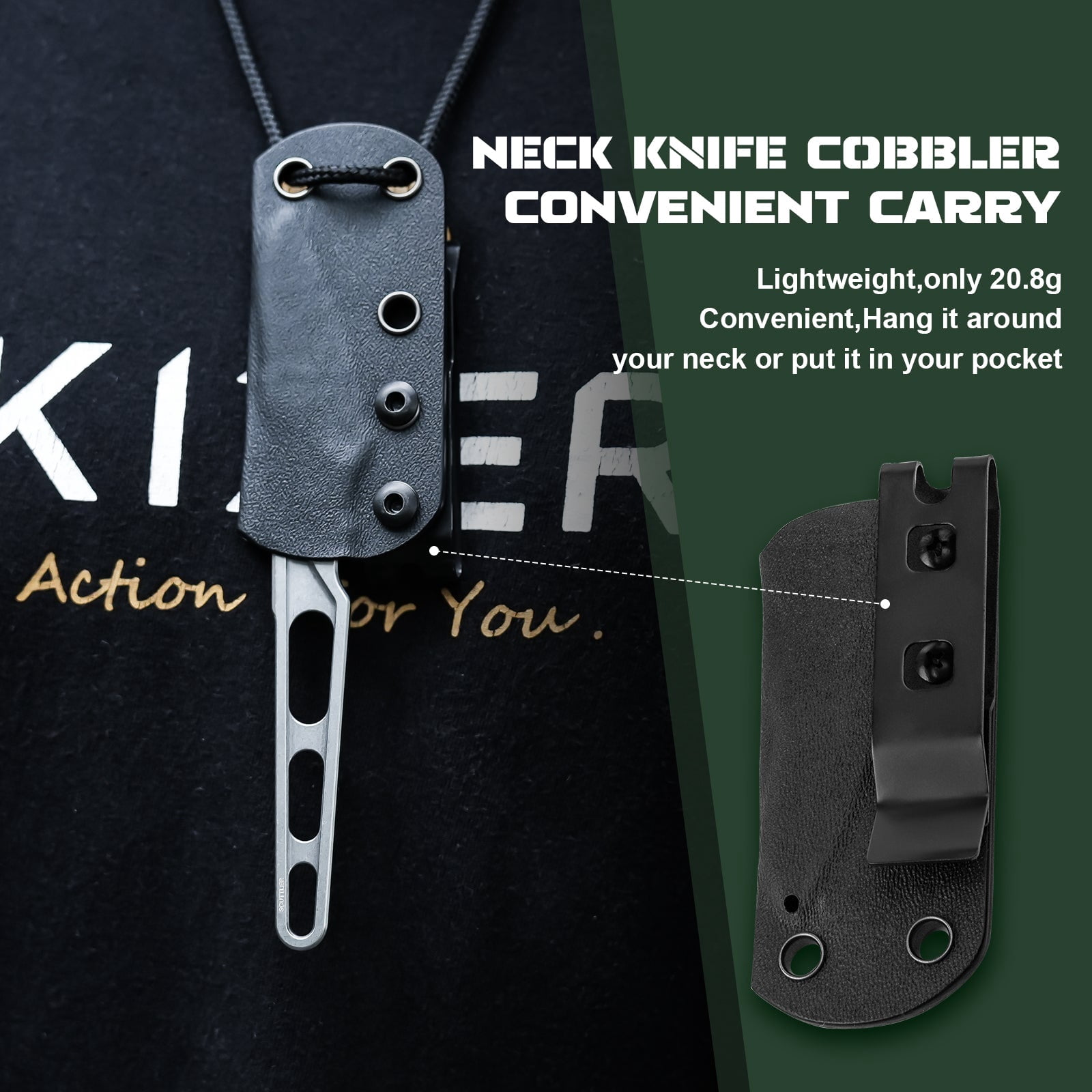 Kizer SCUTTLER Fixed Blade Knife D2 Blade D2 Handle Pocket Knife 1058A1