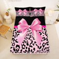thumbnail image 5 of Manfei Pink Chic Bowtie King Sheets,Fashion Leopard Print Bedding,4-Piece,1 Flat Sheet,1 Fitted Sheet and 2 Pillowcases, 5 of 6
