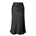 thumbnail image 6 of vigerkar Satin Skirts for Women High Waisted Summer Midi Skirt Dressy Casual Black, M, 6 of 6