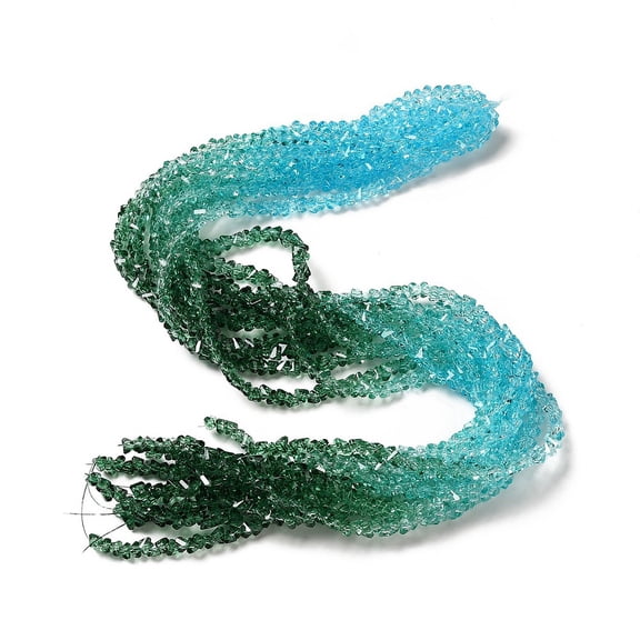 10strands Transparent Glass Bead Strands Segmented Multi-color Beads Triangle Teal 4.5x4x3.5mm Hole: 1mm about 134~137pcs/strand 13.27~13.39''(33.7~34cm)