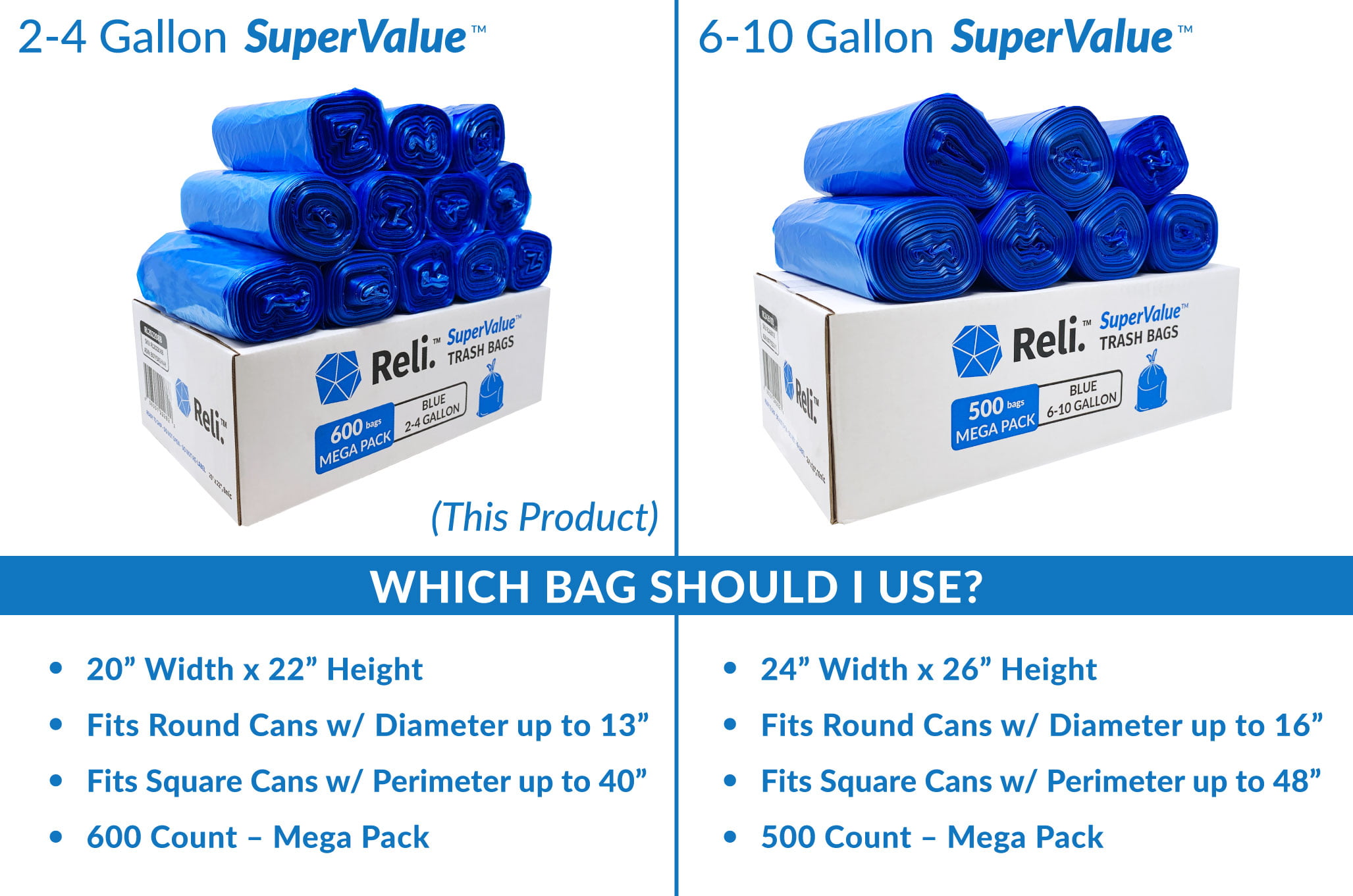 Supervalue 6-10 Gallon Recycling Bags, 500 Count Bulk