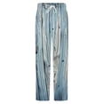thumbnail image 5 of Blue Wood Grain Print Winter Female Pants Flannel High Waist Women Pants Lady Warm Straight Leg Plush Trousers, 5 of 7