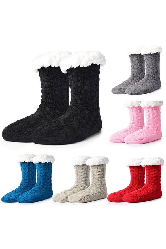 Women Slipper Socks Fuzzy Fluffy Cozy Cabin Winter Fleece Soft Warm Comfy Thick Christmas Grips Home Socks