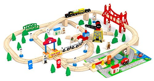 wooden train set walmart