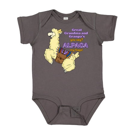 

Inktastic Cute Jumping Alpaca-Great Grandma and Grandpa s You Say ALPACA My Bags! Gift Baby Boy or Baby Girl Bodysuit
