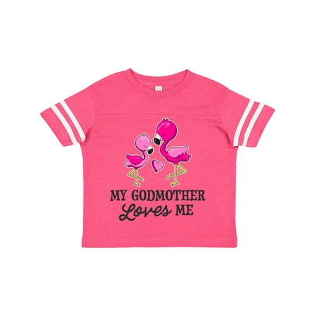 

Inktastic My Godmother Loves me with Two Flamingos Gift Toddler Boy or Toddler Girl T-Shirt