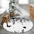 thumbnail image 3 of Round Rugs 4 Ft, Black Spring Botanical Non Slip Area Rugs for Kitchen Bedroom Entryway, Weeping Eucalyptus Butterfly Washable Carpet Runner Rug Floor Mats for Bedroom Home Decor, 3 of 8