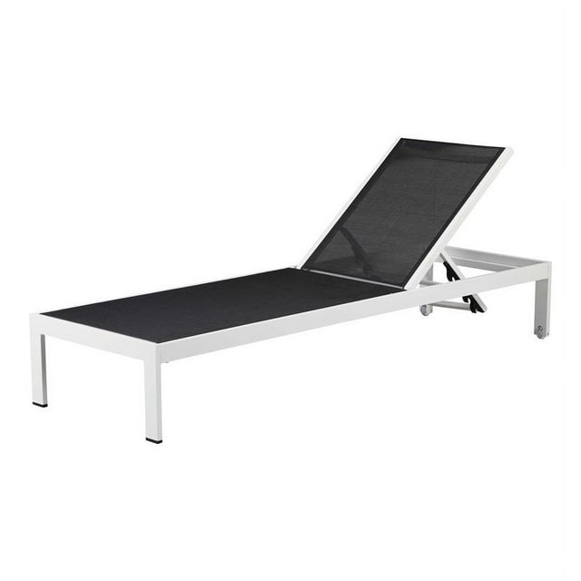 Pangea Home Chaise Longue Réglable en Hauteur en Aluminium en Blanc/noir
