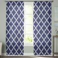 thumbnail image 2 of Quatrefoil Moroccan Pattern Sheer Curtains 84 Inches Long 2 Panels Set, Window Sheer Curtains for Living Room/Bedroom, Geometric Blue Morocco Light Filtering Rod Pocket Curtain 52'' x 84'' x 2, 2 of 7