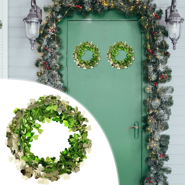 Saint Patrick's Day Garland Green Garland St. Patrick's Day Garland Irish Festive Four-Leaf Wreath For Holiday Ornament