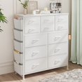 thumbnail image 2 of PORKISS Fabric Dresser for Bedroom 12 Drawer with 5 Side Pockets 2 Hooks, Chest of Drawers Dresser with Steel Frame Wooden Top for Living Room, Bedroom, Hallway, White, 2 of 13
