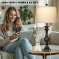 thumbnail image 4 of 28" Farmhouse Table Lamps Set of 2, Retro Lamps for Living Room with USB C+A Ports & AC Outlet, 3 Way Touch Control Resin Bedside Lamp, Rustic Bedroom Lamp for Nightstand Side End Table Desk, Black, 4 of 15