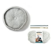 Bernat Pet Bed Crochet Kit, Gray-White, 5 Pieces
