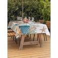 thumbnail image 2 of Teal Blue Coastal Outdoor Tablecloth - 60x120 Inch Rectangle Dining Table Cover, Summer Beach Starfish Shell Coral Nautical Waterproof Outdoor Table Cloth with Umbrella Hole & Zipper for Picnic/Patio, 2 of 7