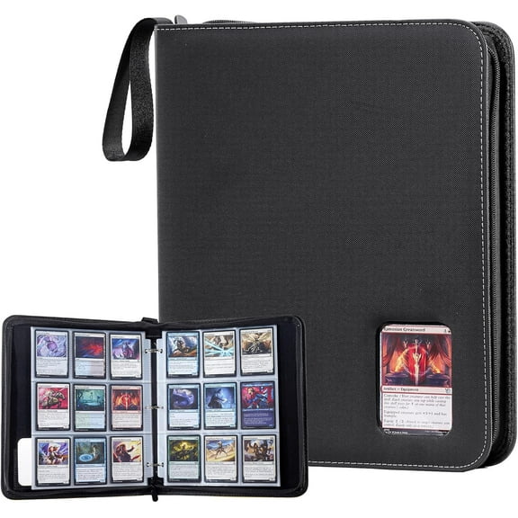 900 Pockets Card Binder with Clear Window for Trading Cards, 9 Double Sided Pockets Cards Colletction Album Holder with Removable Sleeves for MTG, TCG, Sports Cards, Football Cards -Black