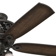 Hunter 54 inch Indoor Ceiling Fan with LED Lights and Remote Control - Standard Mount Bronze Ceiling Fan, 5 Blades, For Bedroom, Living Room, or Kitchen, Quiet - Promenade 59546, Brittany Bronze
