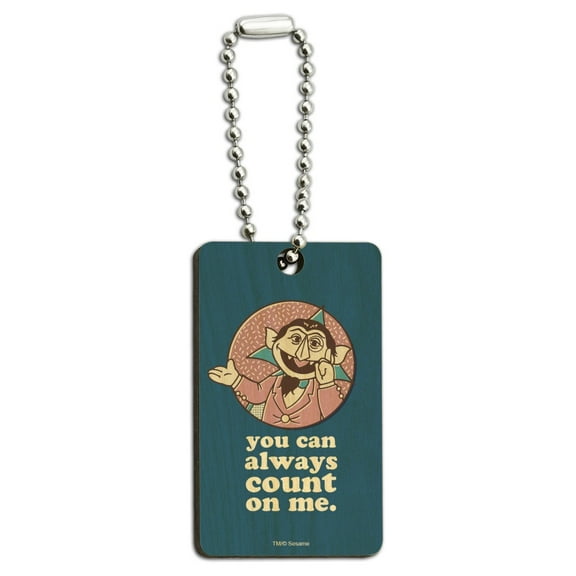 Sesame Street You Can Count on Me Wood Wooden Rectangle Keychain Key Ring