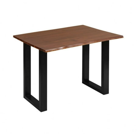42 Inch Rectangular Writing Desk In Dark Brown Wood And Black