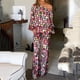 thumbnail image 5 of Conjunto de dos piezas de verano para mujer, conjunto informal de falda con hombros descubiertos y mangas largas tipo farol, traje con estampado de moda para mujer, 5 of 6