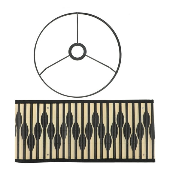 IDEANATEGRATE Lampshade Black Bamboo Iron 1Set 12x12in