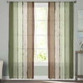 thumbnail image 2 of Sage Green Sheer Curtains 84 Inches Long 2 Panels Set, Window Sheer Curtains for Living Room/Bedroom, Farmhouse Wood Grain Vintage Brown Striped Light Filtering Rod Pocket Curtain 52'' x 84'' x 2, 2 of 7