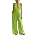 thumbnail image 3 of Sentmoon Jumpsuit Sleeveless V Neck Romper Women Solid Color Regular Fit Vacation Outfits for Women 2026 Summer for Work and Office S-3XL, 3 of 8
