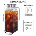 thumbnail image 3 of Soulgenix 2L Glass Pitcher, Square Glass Carafe with Stainless Steel Lid, 68 oz Carafe for Water, Juice, Iced Tea, Coffee, 3 of 7