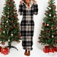 thumbnail image 2 of Women's Hooded Jumpsuit Pajamas Sleepwear Romper Long Sleeve Print Loose Fit Casual Winter Warm Loungewear Soft Fleece-Like Nightwear for Women | CSEONE,Black XL, 2 of 9
