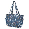 thumbnail image 2 of FORMRS Tote Bag for Women Quilted Large Capacity Travel Work Carry On Shoulder Handbag, Blue Cartoon Birds Pattern, 2 of 7