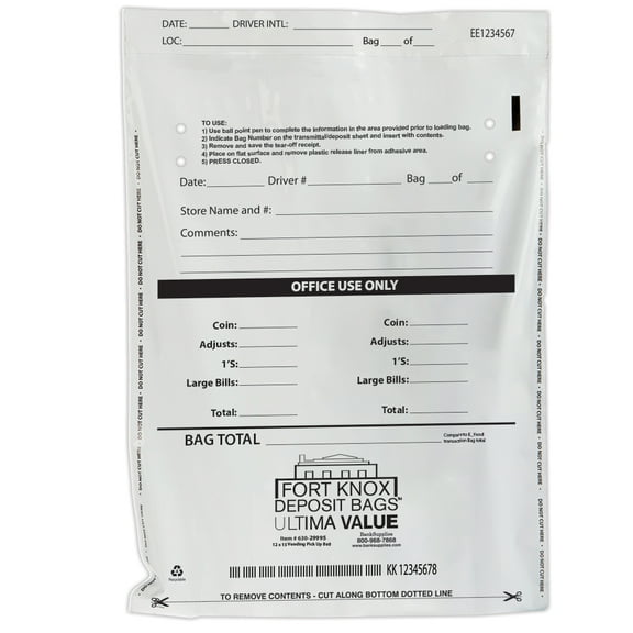 Ultima Value Vending Pick-Up Bag - 12 x 15 - Deposit Bags - Cash & Coin Bags -