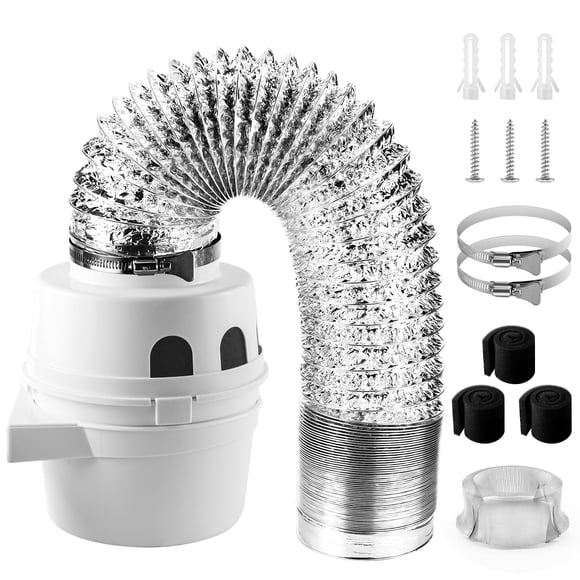 [Amélioré]Cenipar TDIDVKZW Kit de Ventilation pour Sécheuse Intérieur Filtre Seau de Filtre 3 en 1 avec Tuyau de Conduit Proflex de 4 Pouces 5 Pieds pour Séchoirs Électriques, Blanc