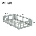 thumbnail image 2 of Alvantor Twin Size Montessori Floor Bed for Kids with Door and Fence, Rubber Wood Toddler Platform Bed Frame, No Box Spring Needed, Gray, 2 of 7