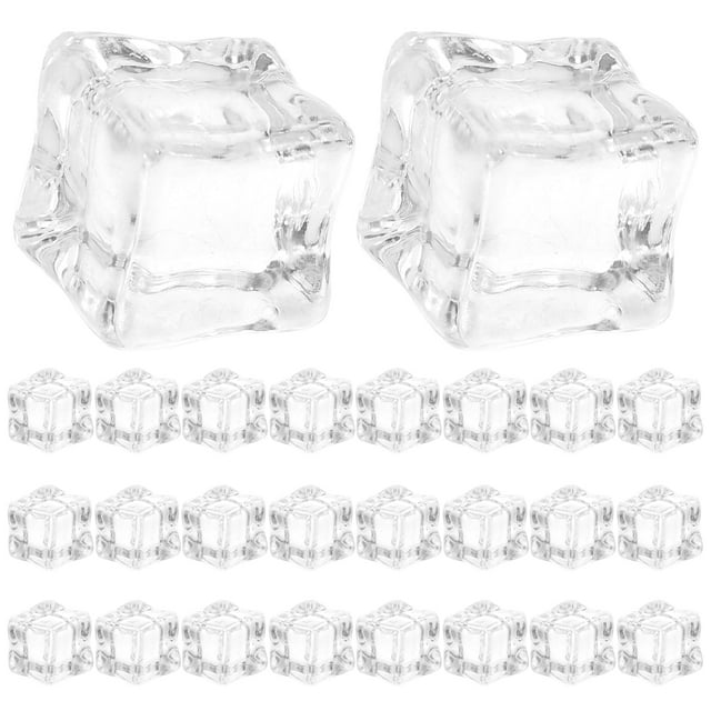 100pcs Clear Fake Ice Cubes 18mm Acrylic Ice Cubes for Vase Fillers Artificial Plastic Clear Square Ice Cubes Decorations for Home Party Tabletop Decorations