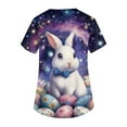 thumbnail image 5 of Garbnen Plus Size Easter Scrubs for Women Tops V Neck Short Sleeve Womens Tops Workwear Egg Rabbit Hunt Print Uniforms Scrubs for Women with Pockets S-5XL, 5 of 5
