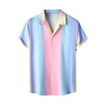 thumbnail image 2 of EQWLJWE Compression Shirt for Men's Casual Summer Gradient Stripe Print Wrinkle Free Shirts Short Sleeve Button Down Lightweight Beach Shirt for Trip, 2 of 5